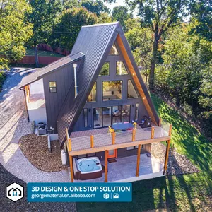 Villa de lujo plegable con Marco en A, casa modular con aislamiento térmico, casa triangular pequeña prefabricada para apartamento, cabaña prefabricada