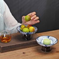 Chinees blauw-wit porseleinen fruitplateau met afneembaar ontwerp, precisie-geproduceerd, hoog, hartvormig, retro Amerikaanse stijl voor thuisgebruik