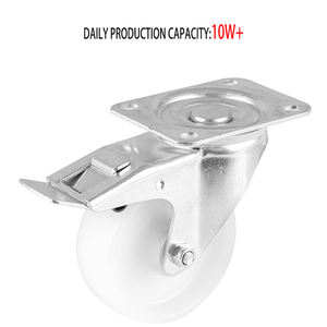 <span class=keywords><strong>Roulette</strong></span> industrielle à plaque pivotante fixe <span class=keywords><strong>européenne</strong></span> de 3/4/5/6/8 pouces 120-2400kg de charge Roue pivotante blanche en PP avec double frein - Product Image 4