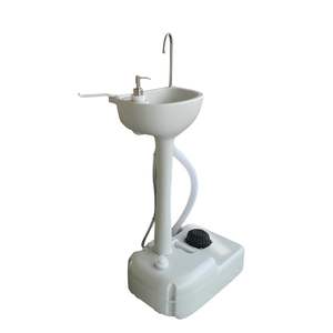 Lavabo portable Db Chh-7701 blanc, produit de bain amovible pour extérieur, pompe à pied manuelle - Product Image 5