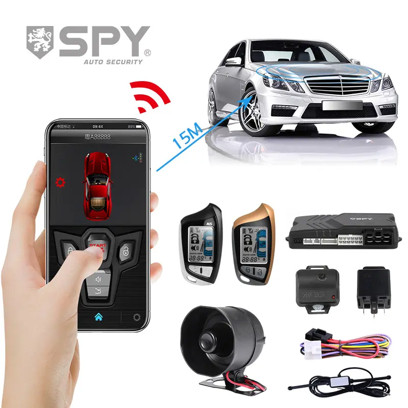 Alarma de seguridad inteligente con GPS para automóvil, entrada pasiva,  bloqueo central, botón remoto, parada de arranque del motor del automóvil  para