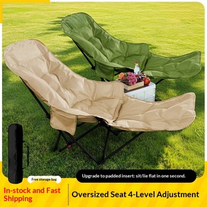 Outdoor Furniture Folding Chair Moon Chair Four-gear Adjusting Cotton Recliner Storage <b>Bag</b> Portable Camping <b>Beach</b> Chair Carbon - Product Image 5