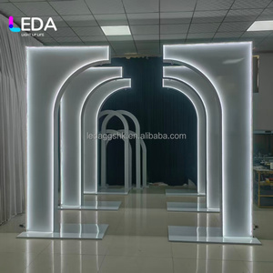 LEDA New Design White Metal Arch Led Wedding <b>Backdrop</b> Aisle Decoration Chandelier Stand Decorative Entrance for Event Decor - Product Image 5