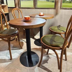 Moderno retrò in legno massello Set di sedie da bar per dolci e latte negozi di tè stile occidentale americano per ristoranti bar - Product Image 3
