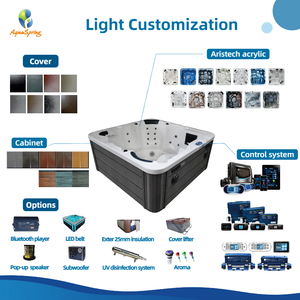Baignoires à remous Aquaspring, <span class=keywords><strong>jacuzzi</strong></span> extérieur pour 6 personnes, 60 jets, commande <span class=keywords><strong>Balboa</strong></span>, <span class=keywords><strong>spa</strong></span> extérieur avec 19 lumières LED - Product Image 2