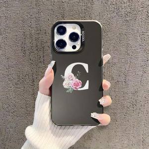 Fleur grande lettre impression plaqué argent clé TPU PC housse de té<span class=keywords><strong>l</strong></span>éphone portable pour <span class=keywords><strong>Iphone</strong></span> 8 X Xr <span class=keywords><strong>Xs</strong></span> 11 12 13 14 15 16 Pro 17 - Product Image 1