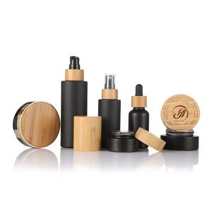 Bao Bì <span class=keywords><strong>Container</strong></span> Rỗng Tùy Chỉnh 30G 50G 100G 150G 8Oz Màu Xanh Lá Cây Tre Cơ Thể Bơ Mặt Kem Frosted Mỹ Phẩm Lọ Thủy Tinh Với Nắp - Product Image 5