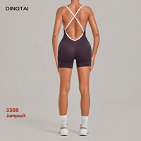 Combinaison de yoga Dingtai Color Block à dos croisé, une pièce, sans manches, grande taille, extensible dans quatre directions, légère, en nylon et élasthanne, séchage rapide
