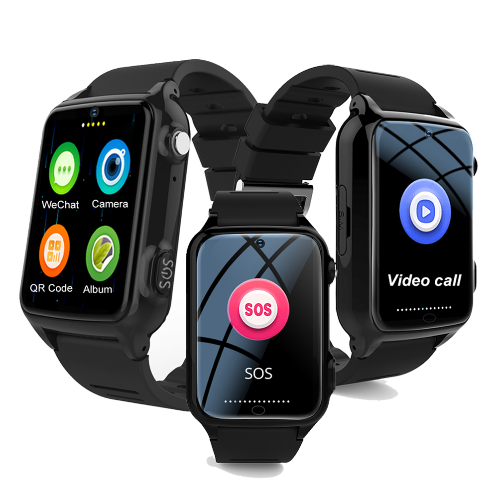 Montre intelligente noire GS20-elderly-4G-SOS-gps