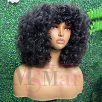 Peluca de cabello humano vietnamita SDD al por mayor, con flequillo a máquina, cabello indio virgen, rizado y con cutícula alineada, para mujeres afroamericanas.