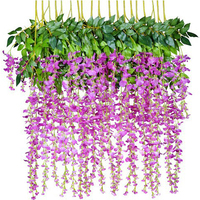 Fleurs de glycines artificielles, décoration de mariage, couronne suspendue, DIY, pour le bureau, jardin familial