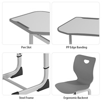 Bureau et chaise ergonomiques réglables en hauteur pour les activités d'apprentissage en groupe, ensemble de table et de chaise modulaires pour salle de classe