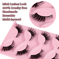 Cils en bande synthétiques faits main effet œil de chat et œil de renard, 5 paires, modèle 3D, style naturel, sans cruauté, réutilisables, vente en gros, noir brillant
