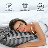 Sommeil sain Polyester Satin taie d'oreiller gris Satin imité soie une paire taies d'oreiller pour dormir confortable