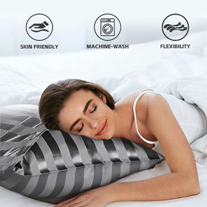 Sommeil sain Polyester Satin <span class=keywords><strong>taie</strong></span> <span class=keywords><strong>d</strong></span>'<span class=keywords><strong>oreiller</strong></span> gris Satin imité soie une paire taies <span class=keywords><strong>d</strong></span>'<span class=keywords><strong>oreiller</strong></span> pour dormir confortable - Product Image 3