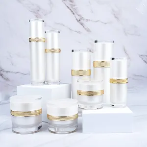 Offre Spéciale 15g 30g 50g blanc luxe cosmétiques crème conteneur vide acrylique pots en plastique pour crème de soins de la peau