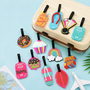 Etiqueta de Equipaje Reutilizable de PVC con Diseño Personalizado, Etiqueta de Identificación de Maleta con Dibujos Animados de Hamburguesas y Pasteles en Venta - Product Image 5