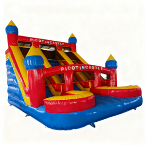 Glissade gonflable en PVC écologique pour enfants, rouge et bleu, trampoline de saut pour aire de jeux extérieure, fête d'anniversaire - Product Image 3