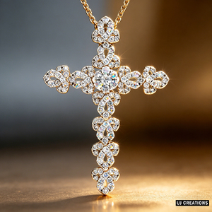 CUSTOM SILVER 10K/14K/18K GOLD PLATED LAB GROWN CVD DIAMOND CLASSIC ENGAGEMENT GIFT SWEATER <b>CHAIN</b> NECKLACE <b>CROSS</b> PENDANT - Product Image 6