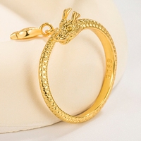 Bague ajustable vintage en cuivre avec dragon chinois et accent en strass, taille unique, cadeau idéal
