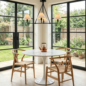 Modern Black Iron Chandelier Lighting 4 <b>Light</b> Vintage Pendant <b>Light</b> Fixture for <b>Dining</b> Room Living Room Restaurant - Product Image 1