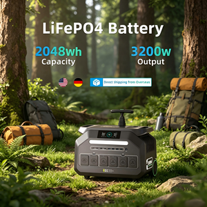 Generador solar portátil LiFePO4 MPPT de 2048 Wh y 3200 vatios para respaldo de energía en el hogar, 100-240 V, marca German Spot. - Product Image 1