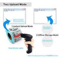 Lecteur de codes-barres 2D portable sans fil Lecteur de codes-barres OCR BT 2.4G Lecteur de codes QR avec support