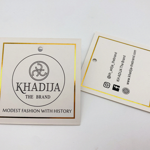 Nhà máy cung cấp cao cấp tùy chỉnh lá vàng dập nổi sang trọng hangtags vuông treo tag tinh tế Swing Tag cho hàng may mặc - Product Image 6