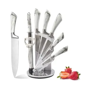 Top Seller 8 Pieces Kitchen Knives Stainless Steel Hollow Handle Self Sharpening Chef Kitchen Knife Set With Block