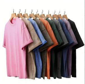เสื้อยืดแขนสั้นสไตล์อเมริกัน 180 กรัม ผ้าแคนวาสลายทาง ล้างสีแบบวินเทจ ทรงโอเวอร์ไซส์ มีกระเป๋า ผู้ชาย แฟชั่น ทันสมัย ผลิตตามแบบ ODM โพลีเอสเตอร์ 100% - Product Image 1
