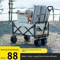Chariot de camping pliable d'extérieur avec grande capacité et roues tout-terrain pour pique-nique, plage, jardin