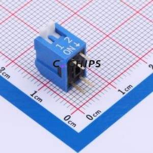 DP-02-B-T DIP Switch Through hole Component (THT) Switch Piano Key Single Pole Single Throw 2 2.54mm - Product Image 1