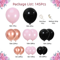 Kit de ballons de décoration de mariage noir et rose, ensemble d'arche de ballons ronds roses de 12 pouces, décoration de fête d'anniversaire, best-seller