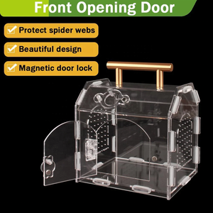 ชุดกรงสำหรับแมงมุมกระโดด, ที่อยู่อาศัยสำหรับตั๊กแตนกัดแมลงแบบป้องกันการหลบหนี, บ้านแมงมุมแบบมีประตูแม่เหล็กสำหรับแมงมุมตระกูลทารันทูลาพร้อมหูจับ - Product Image 3