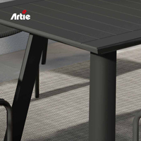 Article Design de luxe meubles de Patio jardin Tube en aluminium avec Extension en verre céramique Table à manger extérieure