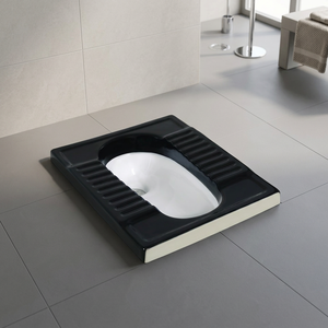 Inodoro de cerámica de grado indio, negro bicolor, moderno, tipo squat, sanitario asequible, WC de cerámica blanca, inodoro árabe tipo squat - Product Image 3