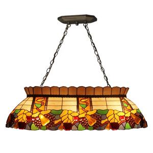Lustre rectangulaire Tiffany de style européen de 42 pouces avec motif de fruits en verre teinté pour salle à manger, hôtel, décoration d'éclairage - Product Image 6