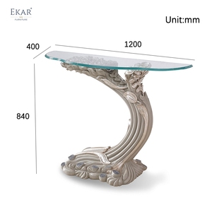 <strong>Half</strong> <strong>Moon</strong> Hand Carved Glass Top Luxury <strong>Console</strong> <strong>Table</strong> - Product Image 6
