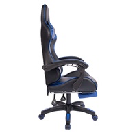 Chaise de bureau ergonomique en cuir avec appui-tête en PVC, support lombaire massant, USB, pivotante à 360°, inclinable et avec repose-pieds extensible