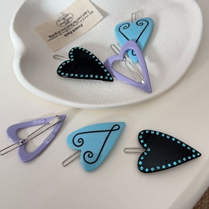 Pince à cheveux en forme de cœur avec strass sur le dos de la tête, épingle à cheveux en acétate, pince latérale pour frange - Product Image 6