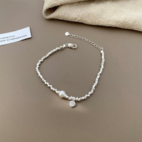 Bracelet en argent sterling 925 avec zircon et perle pour femme, style coréen, bijoux de luxe tendance, vente en gros