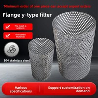 Silinder Jaring Saringan Kustom Baja Tahan Karat 304, Barel Jaring Berlubang, Flensa, Elemen Saringan Tipe Y, Katup, Saringan Pipa