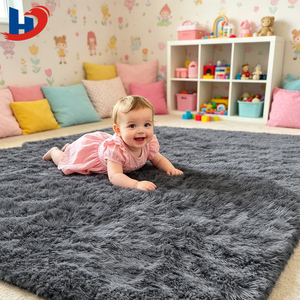 Tapis shaggy doux et moelleux HJ, vente directe fabricant, tapis tie-dye haute densité lavable pour hôtel, salon, chambre, personnalisable - Product Image 3
