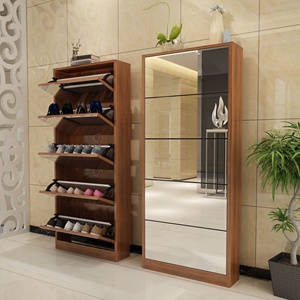 Moderne en bois Ultra-mince gain de place usage domestique armoire à chaussures rabattable tiroir Oblique arche à chaussures - Product Image 6