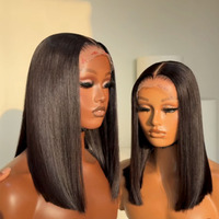 Perruque Lace Front Transparente Longue et Droite Sans Colle, Double Tissage, 100% Cheveux Humains Vierges HD Complète pour Perruques