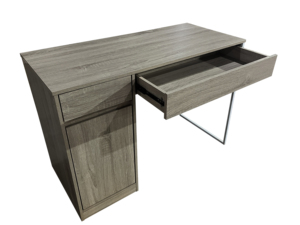 Escritorio de oficina para el hogar de estilo moderno, escritorio de ordenador con 2 Estantes abiertos y almacenamiento, hecho de tablero de melamina duradero y metal - Product Image 3