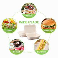 Vente en gros de pâte à papier biodégradable de canne à sucre Bento à emporter boîte recyclée emballage biodégradable pour nourriture 7 pouces boîte à hamburger