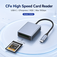 Lector de Tarjetas USB 3.2 Gen2 CFe Tipo-C de 10 Gbps, Lector de Aluminio de Alta Velocidad para NVMe-SSD, CFexpress y XQD, para Cámaras y Portátiles