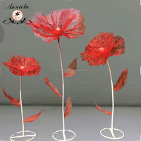ANNIELU Lot de 3 fleurs artificielles géantes en organza de soie pour décorations de scène de mariage et de fête