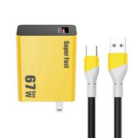 Chargeur de téléphone portable rapide 67W QC3.0, chargeur de voyage USB QC 3.0 avec câble USB, adaptateur secteur USB à charge rapide 67W